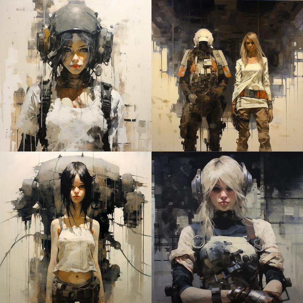 Ashley Wood style, Midjourney V5.2, render 1 of 4