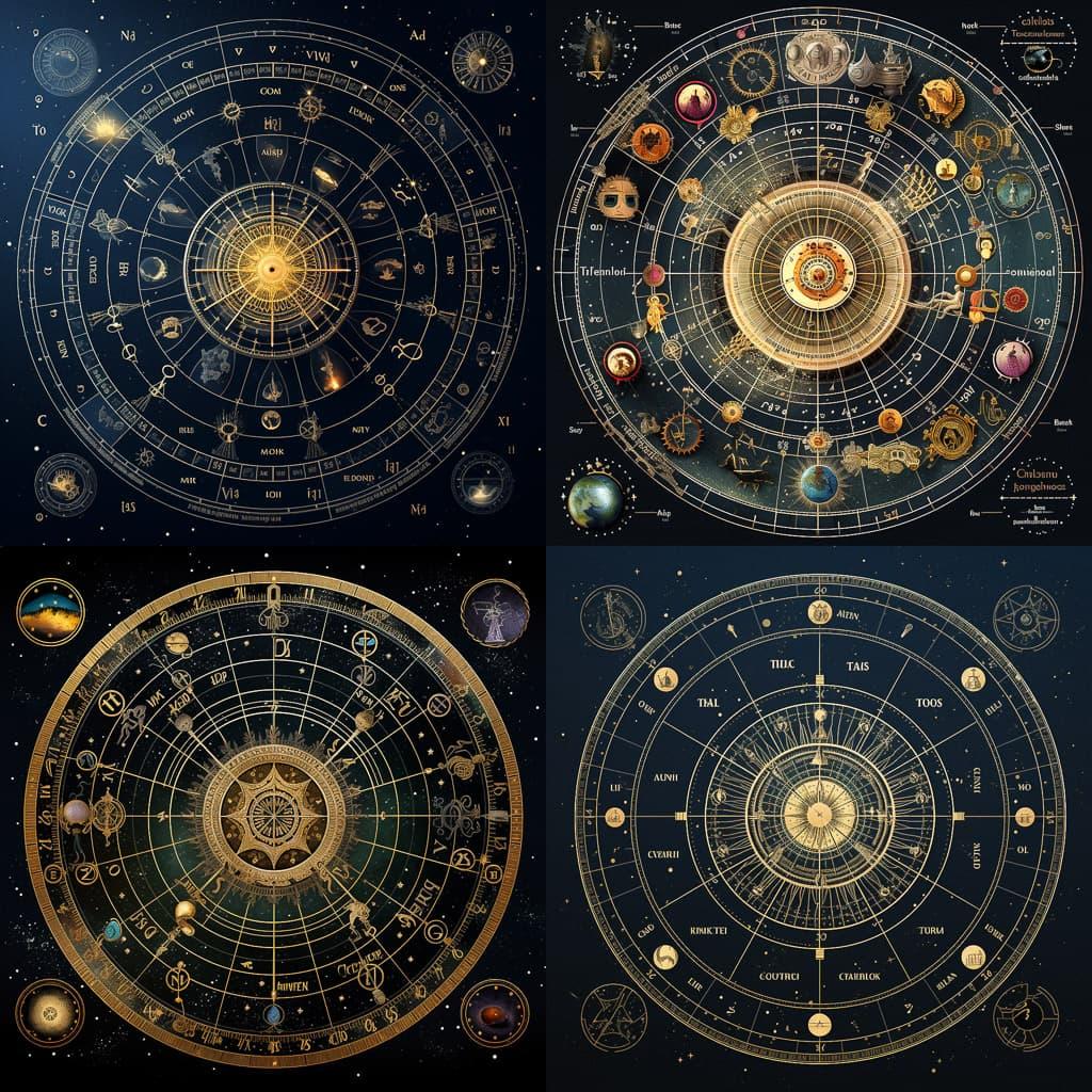 Astrological chart style, Midjourney V5.2, render 1 of 4