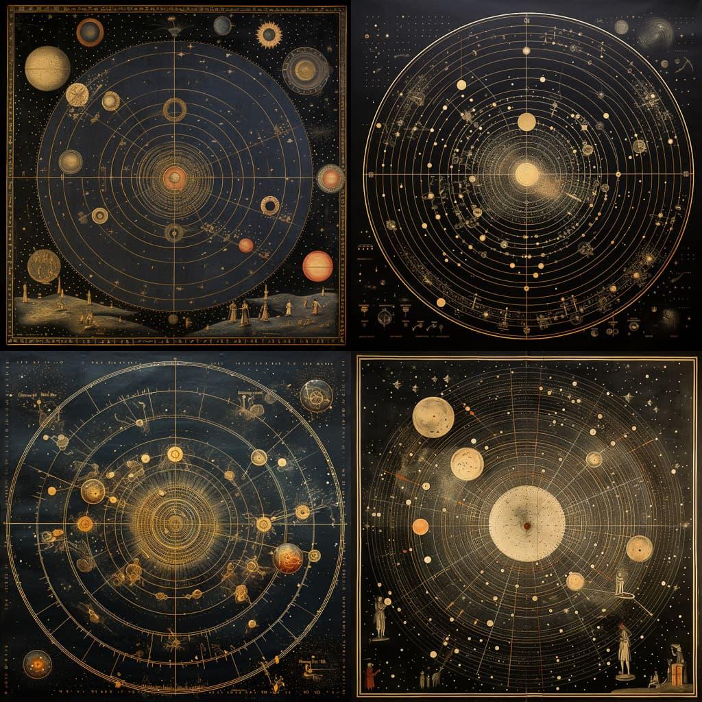 Astronomical chart style, Midjourney V5.2, render 1 of 4