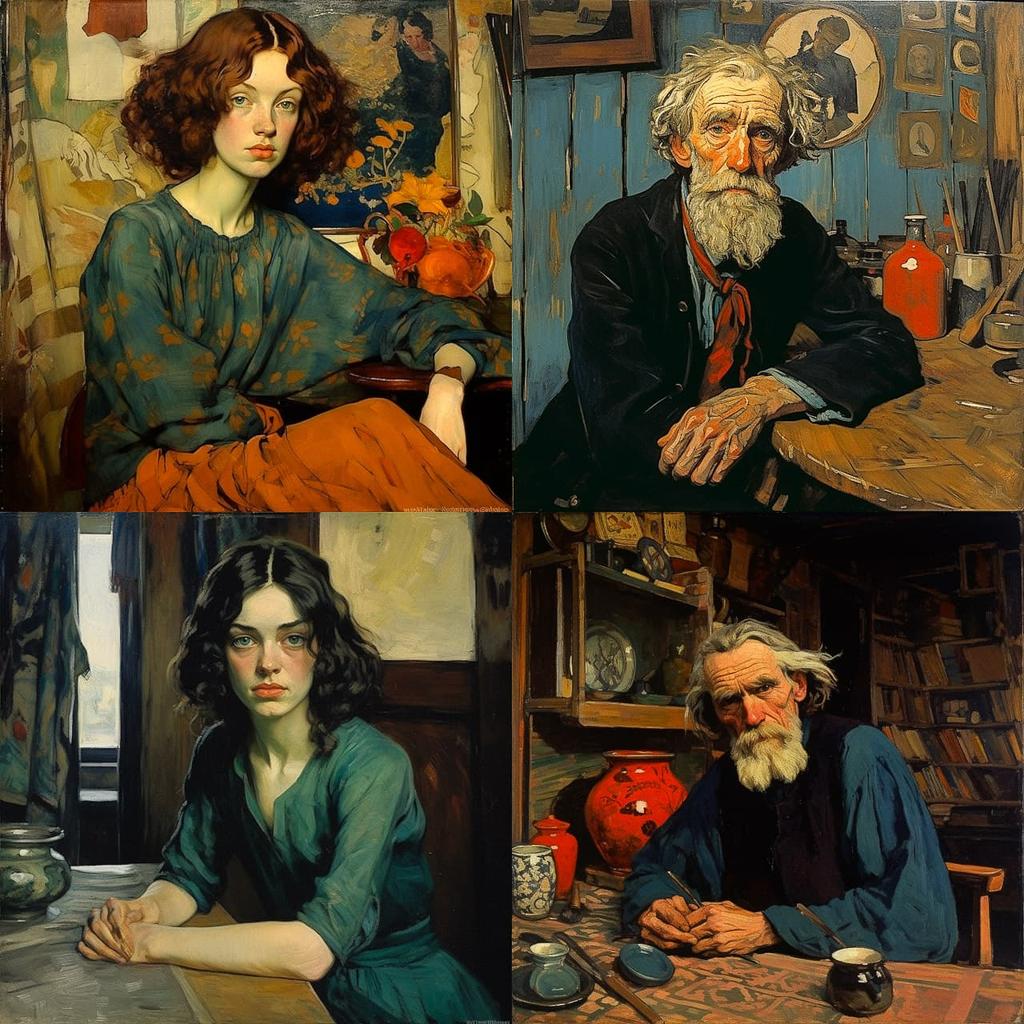 Augustus John style, Midjourney V5.2, render 1 of 4