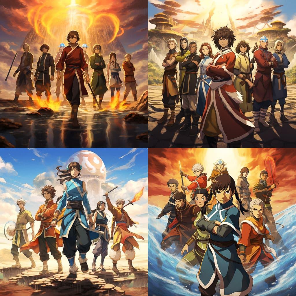 Avatar the Last Airbender style, Midjourney V5.2, render 1 of 4