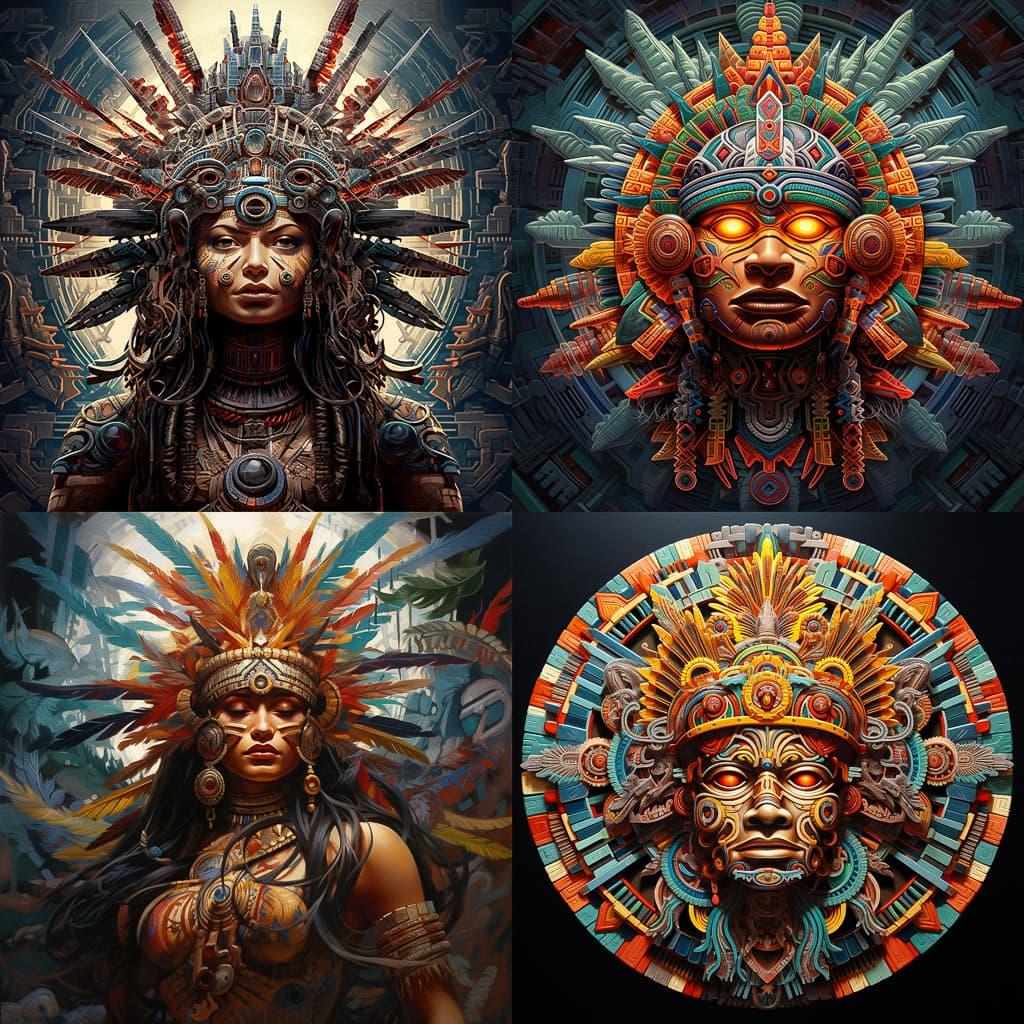 Aztec art style, Midjourney V5.2, render 1 of 4