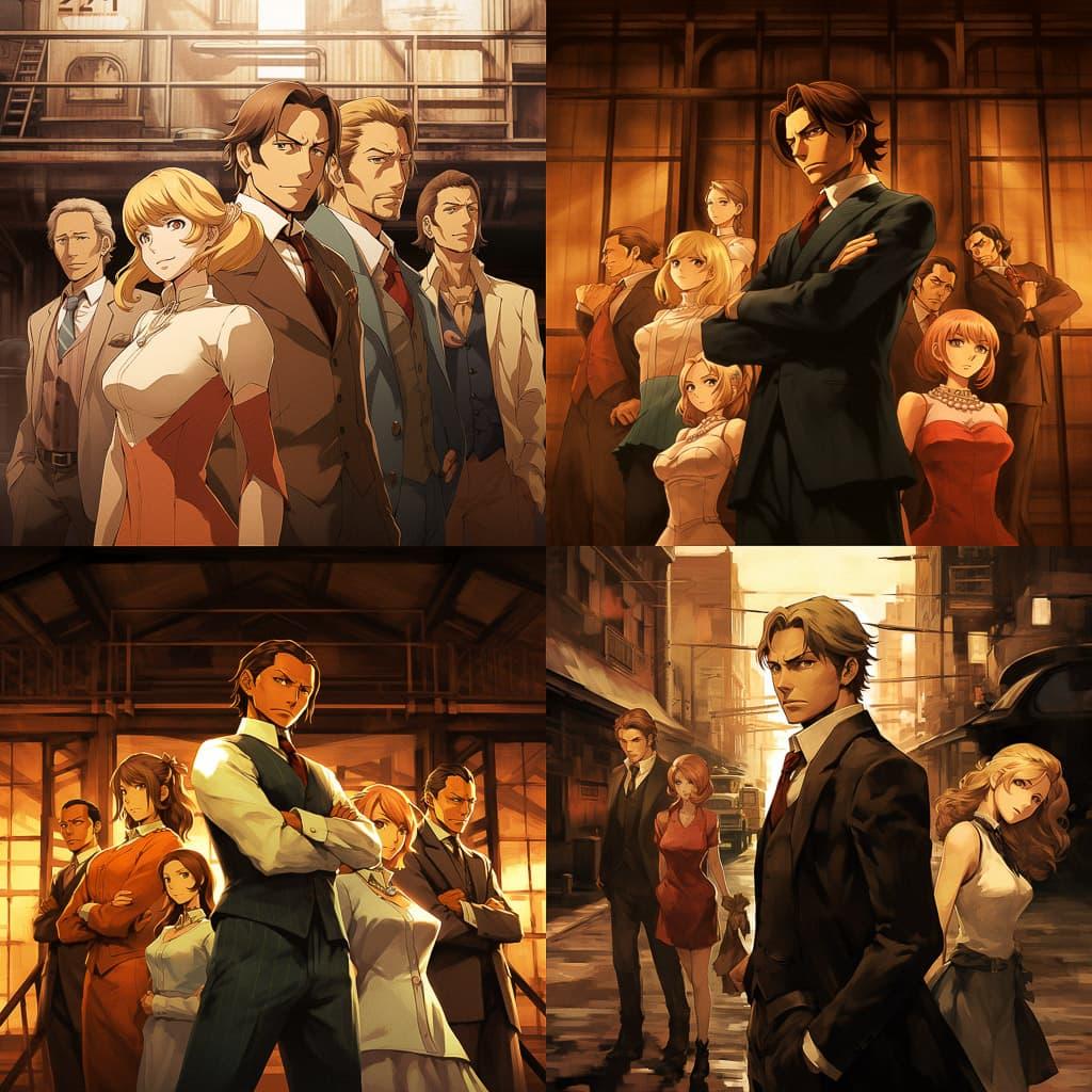 Baccano style, Midjourney V5.2, render 1 of 4