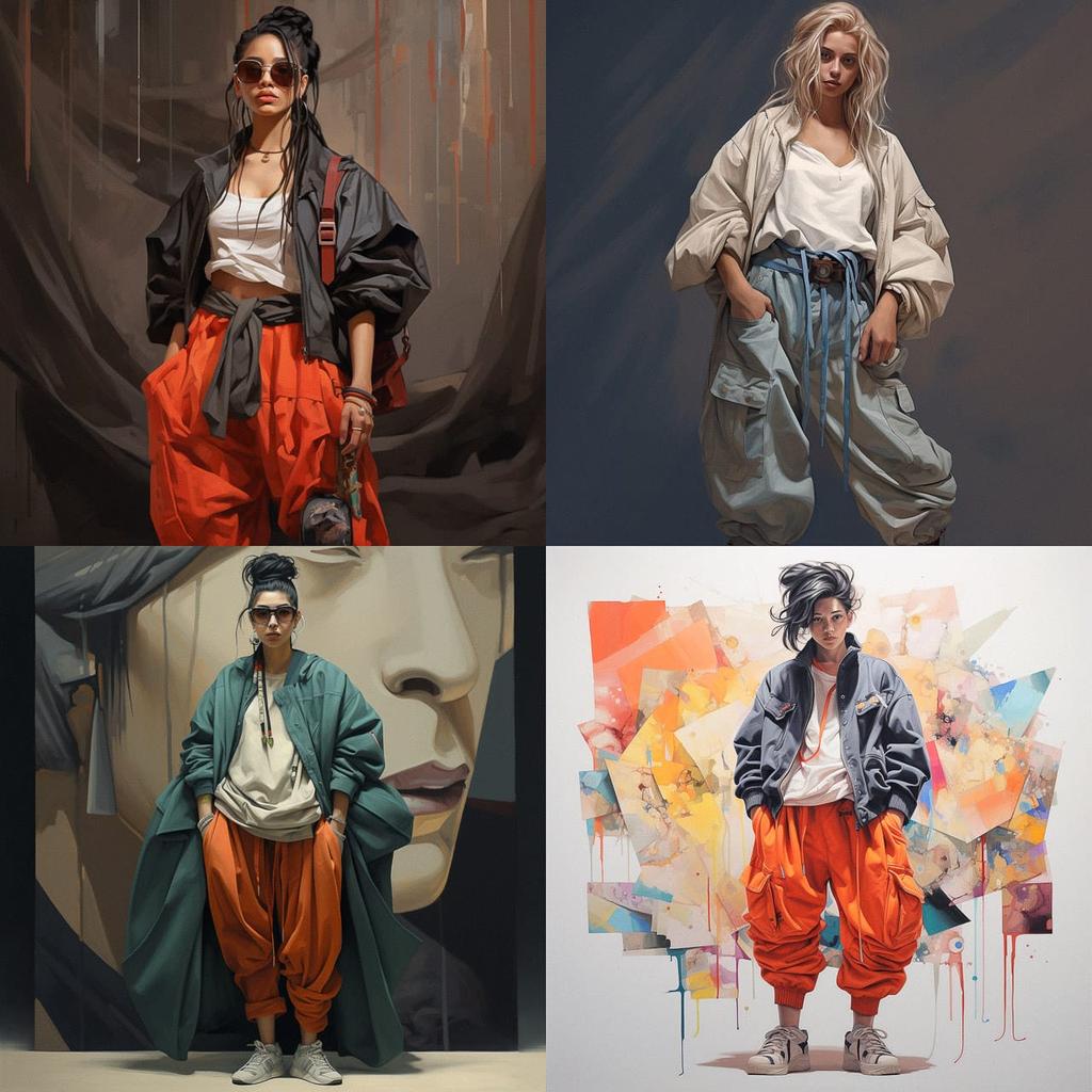 Baggy fashion style, Midjourney V5.2, render 1 of 4