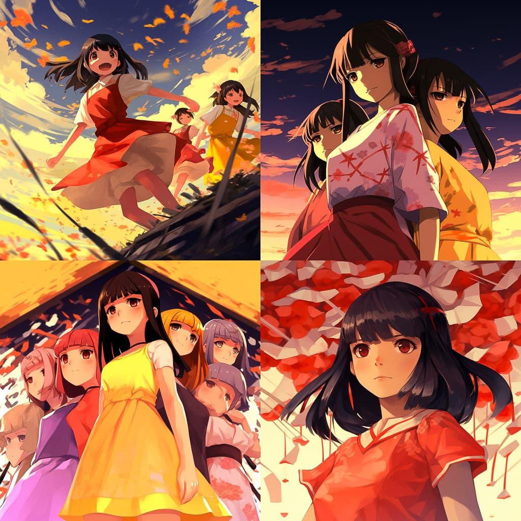 Bakemonogatari style, Midjourney V5.2, render 1 of 4