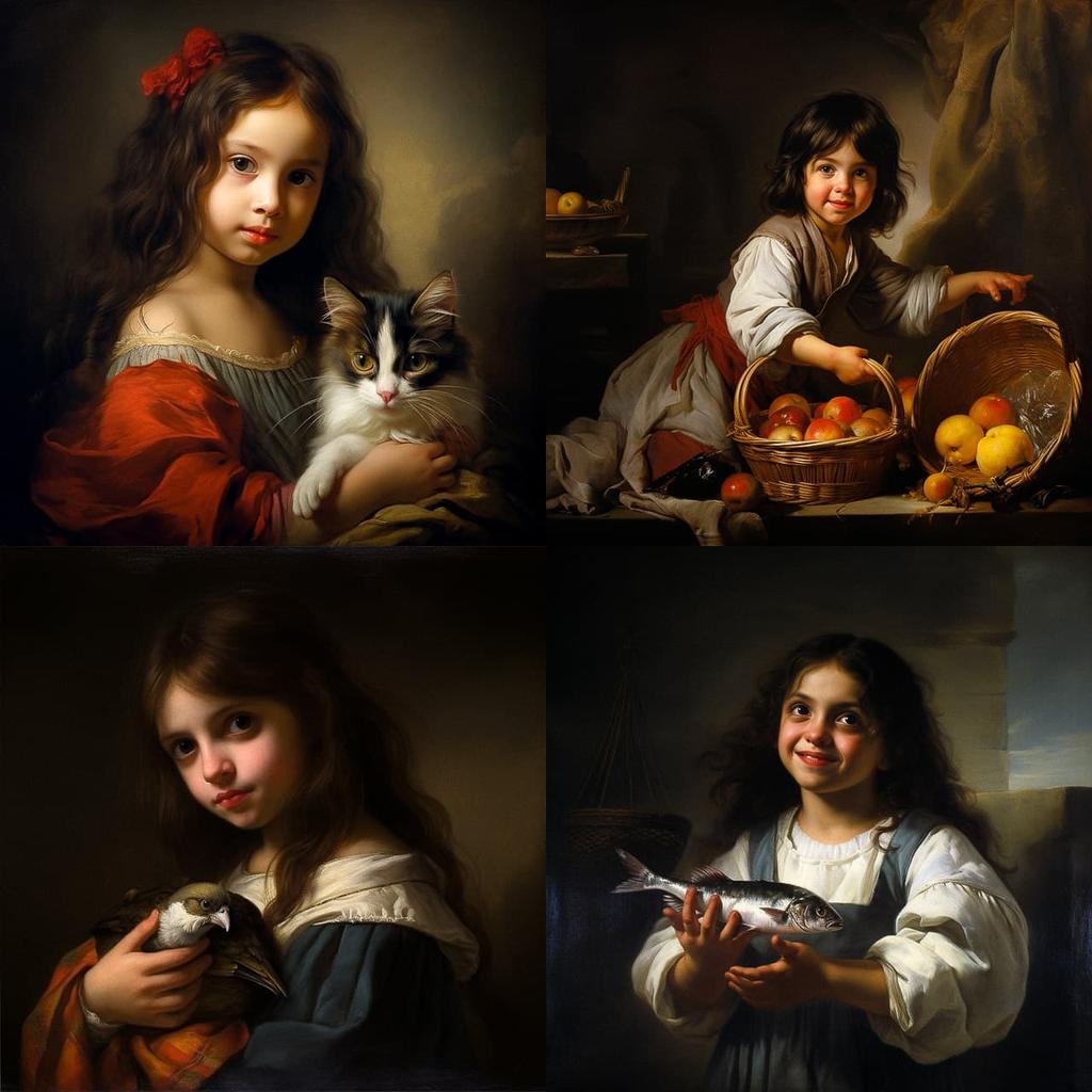 Bartolome Esteban Murillo style, Midjourney V5.2, render 1 of 4