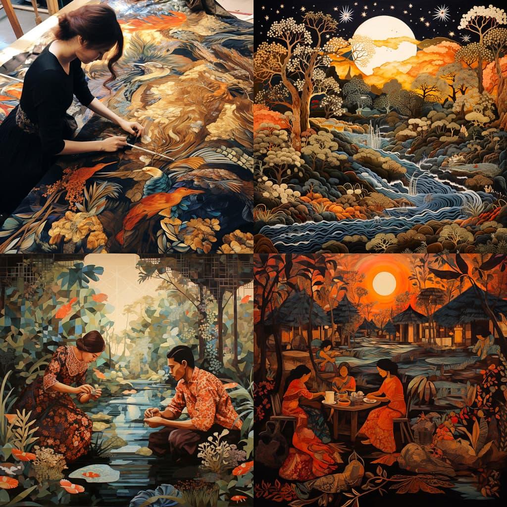 Batik style, Midjourney V5.2, render 1 of 4