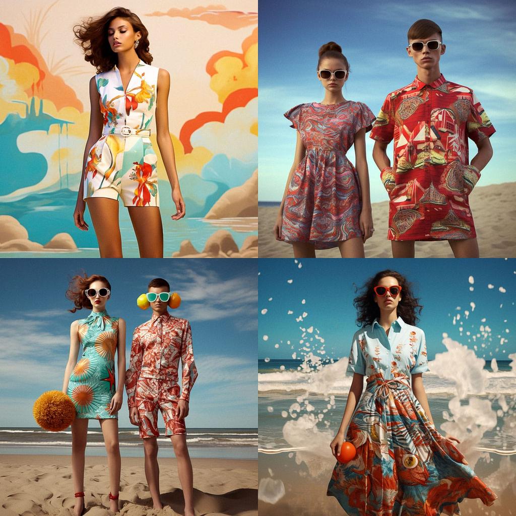 Beachwear fashion style, Midjourney V5.2, render 1 of 4
