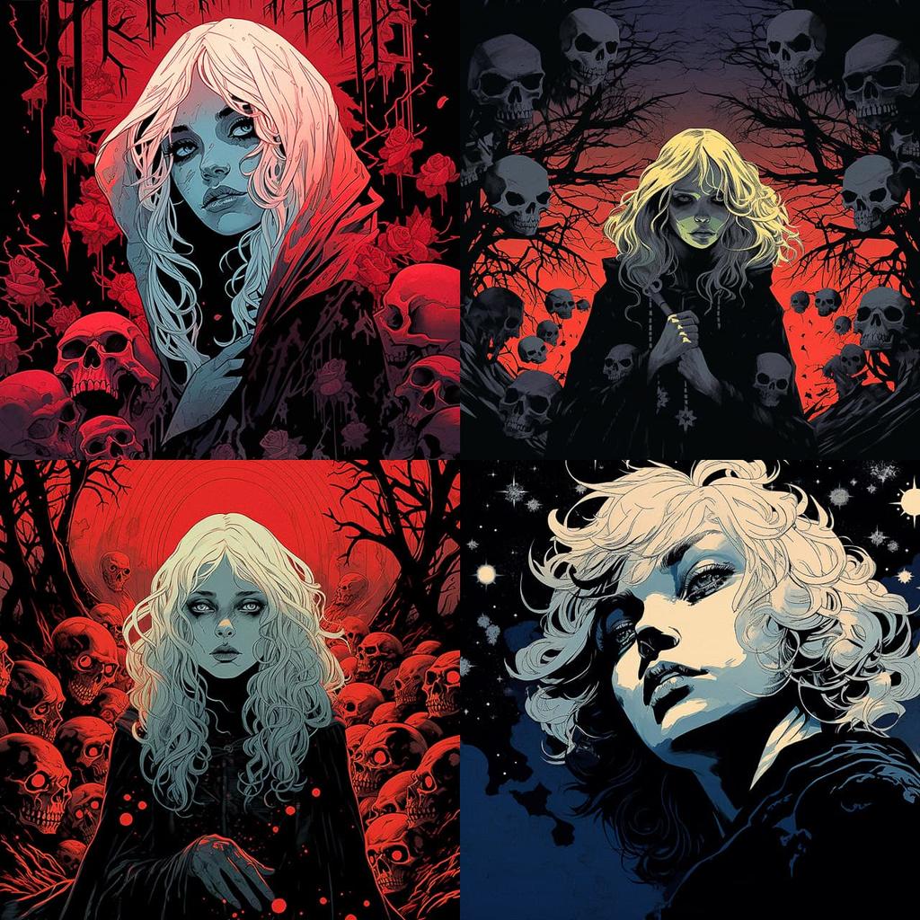 Becky Cloonan style, Midjourney V5.2, render 1 of 4