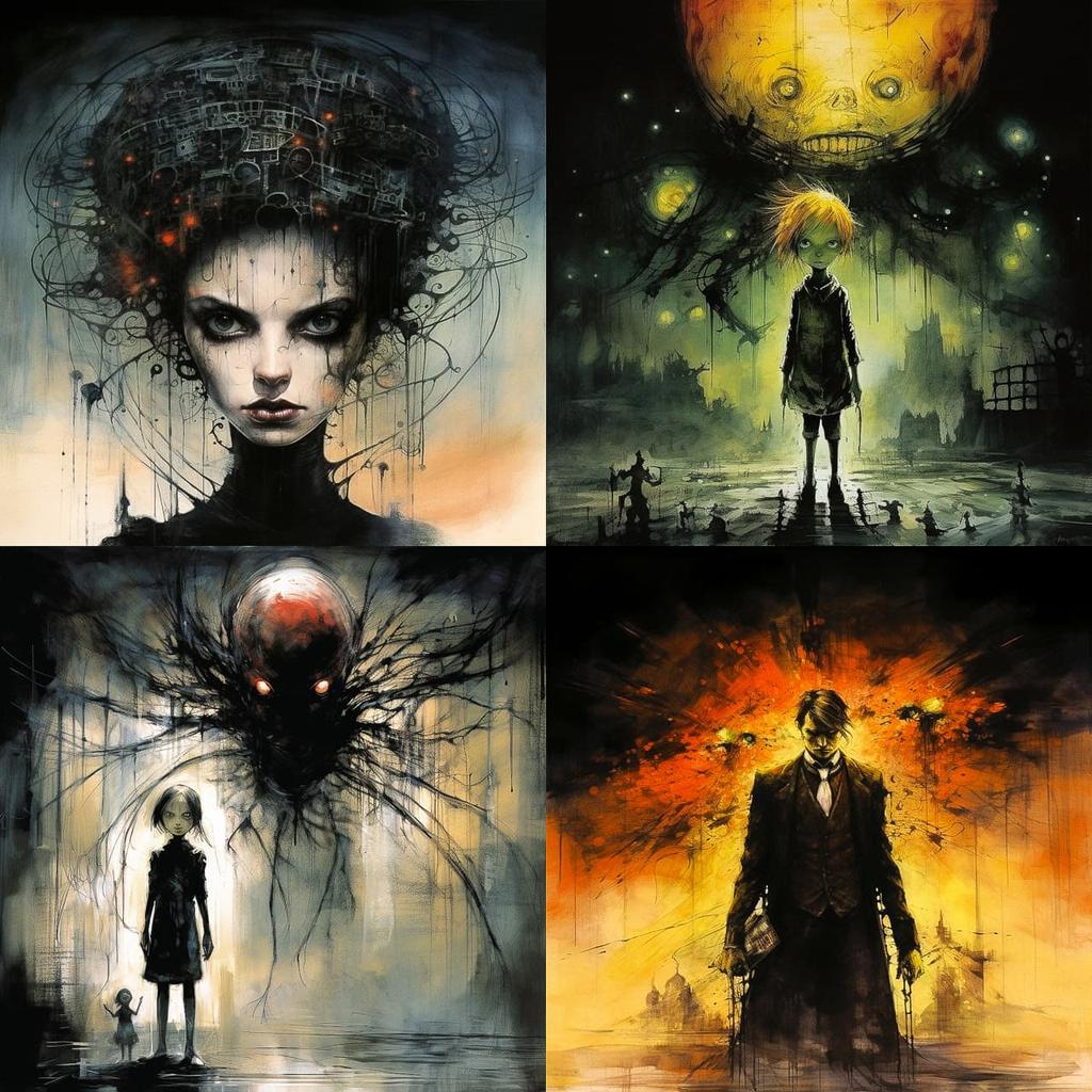 Ben Templesmith style, Midjourney V5.2, render 1 of 4