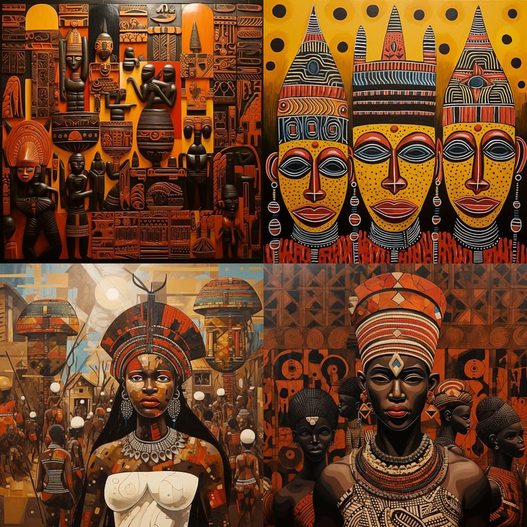 Benin art style, Midjourney V5.2, render 1 of 4