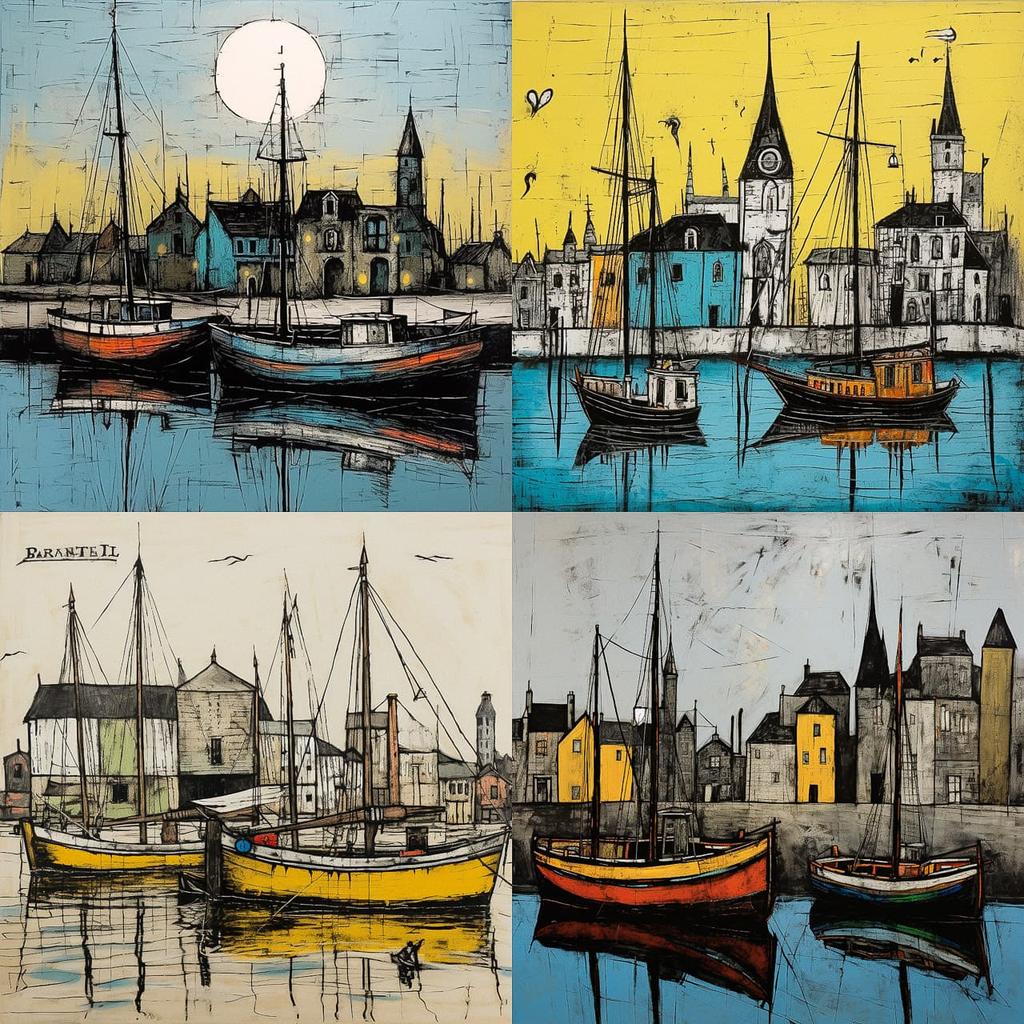 Bernard Buffet style, Midjourney V5.2, render 1 of 4