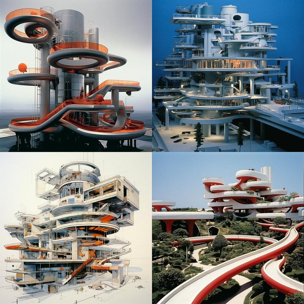 Bernard Tschumi style, Midjourney V5.2, render 1 of 4