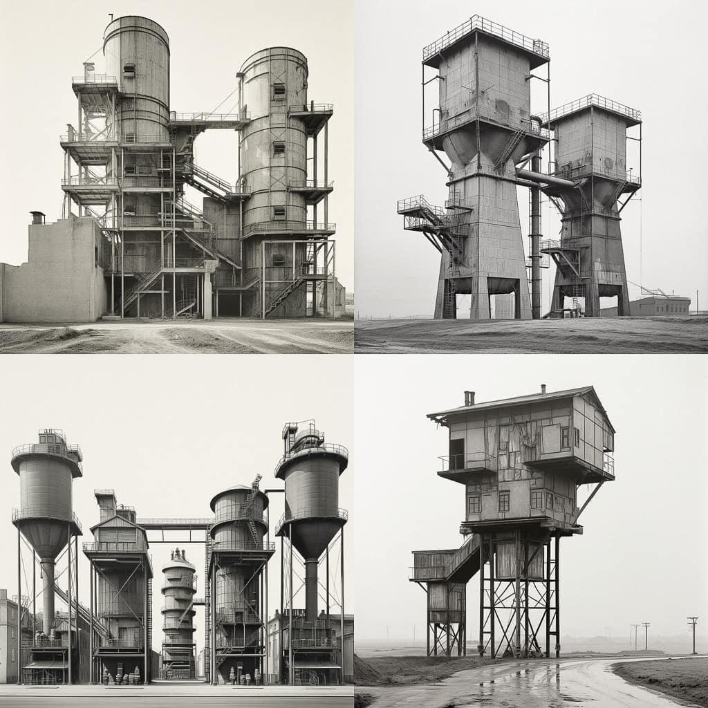 Bernd and Hilla Becher style, Midjourney V5.2, render 1 of 4