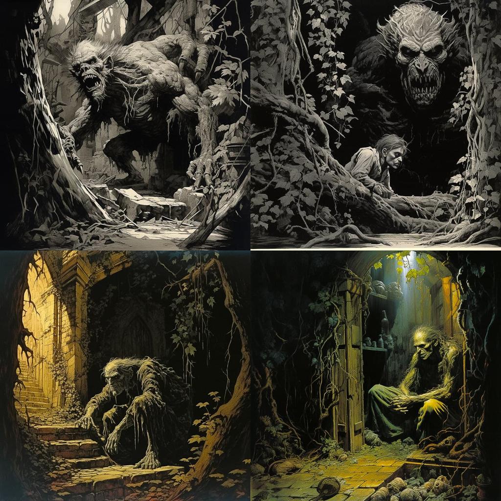 Bernie Wrightson style, Midjourney V5.2, render 1 of 4