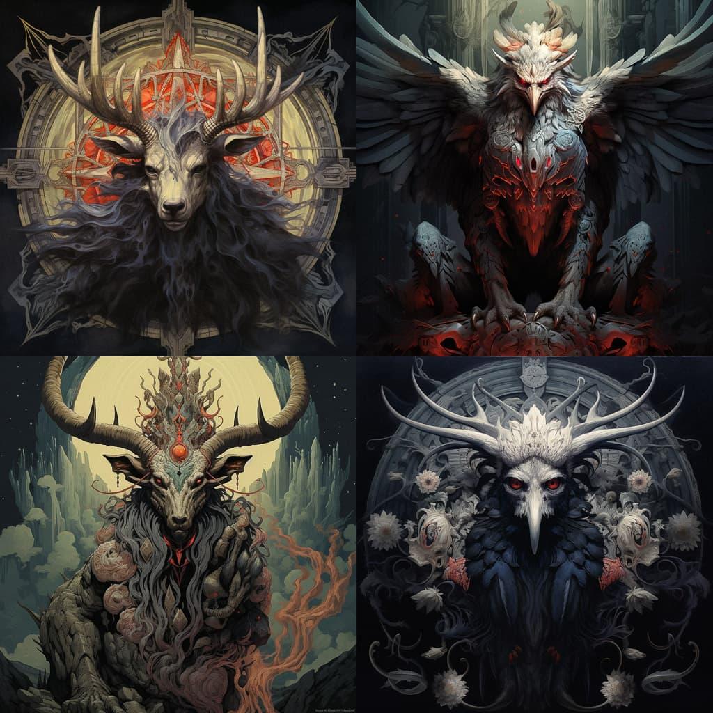 Bestiary style, Midjourney V5.2, render 1 of 4