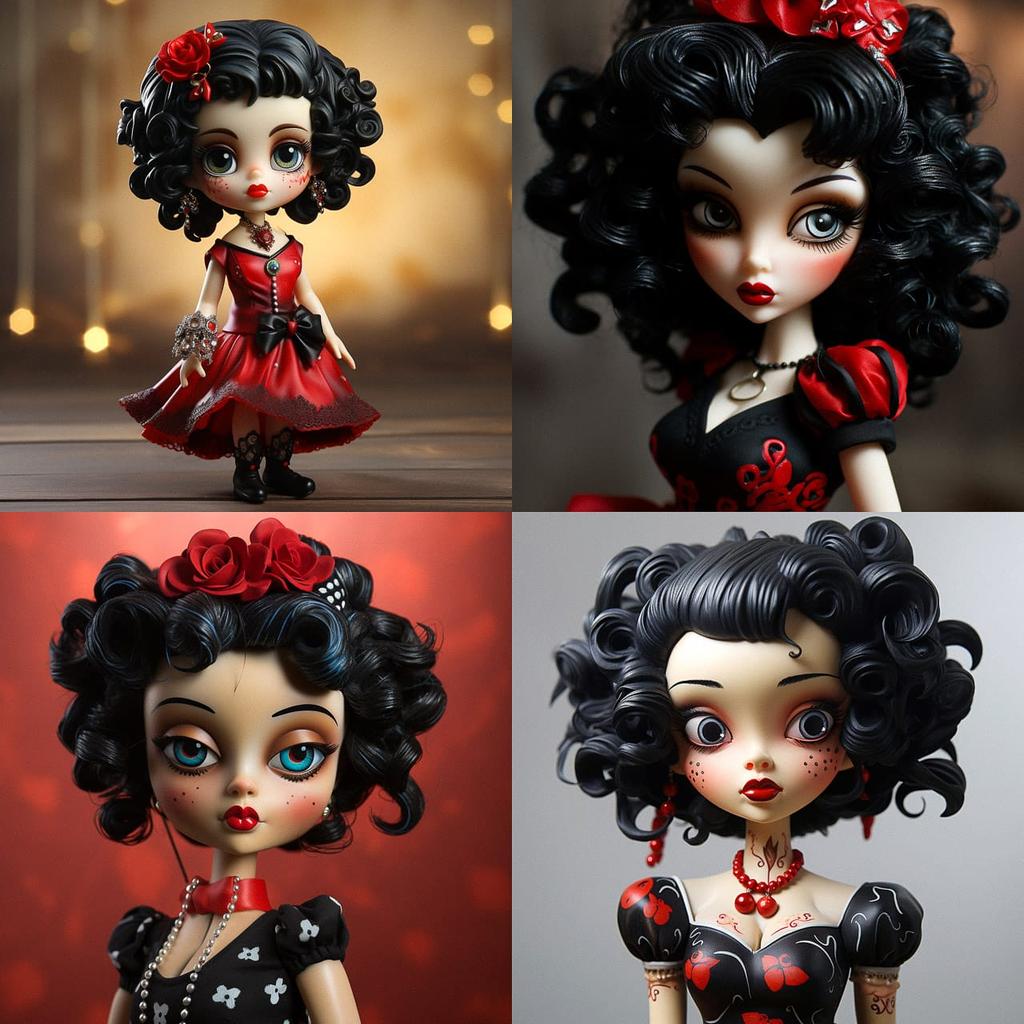 Betty Boop doll style, Midjourney V5.2, render 1 of 4