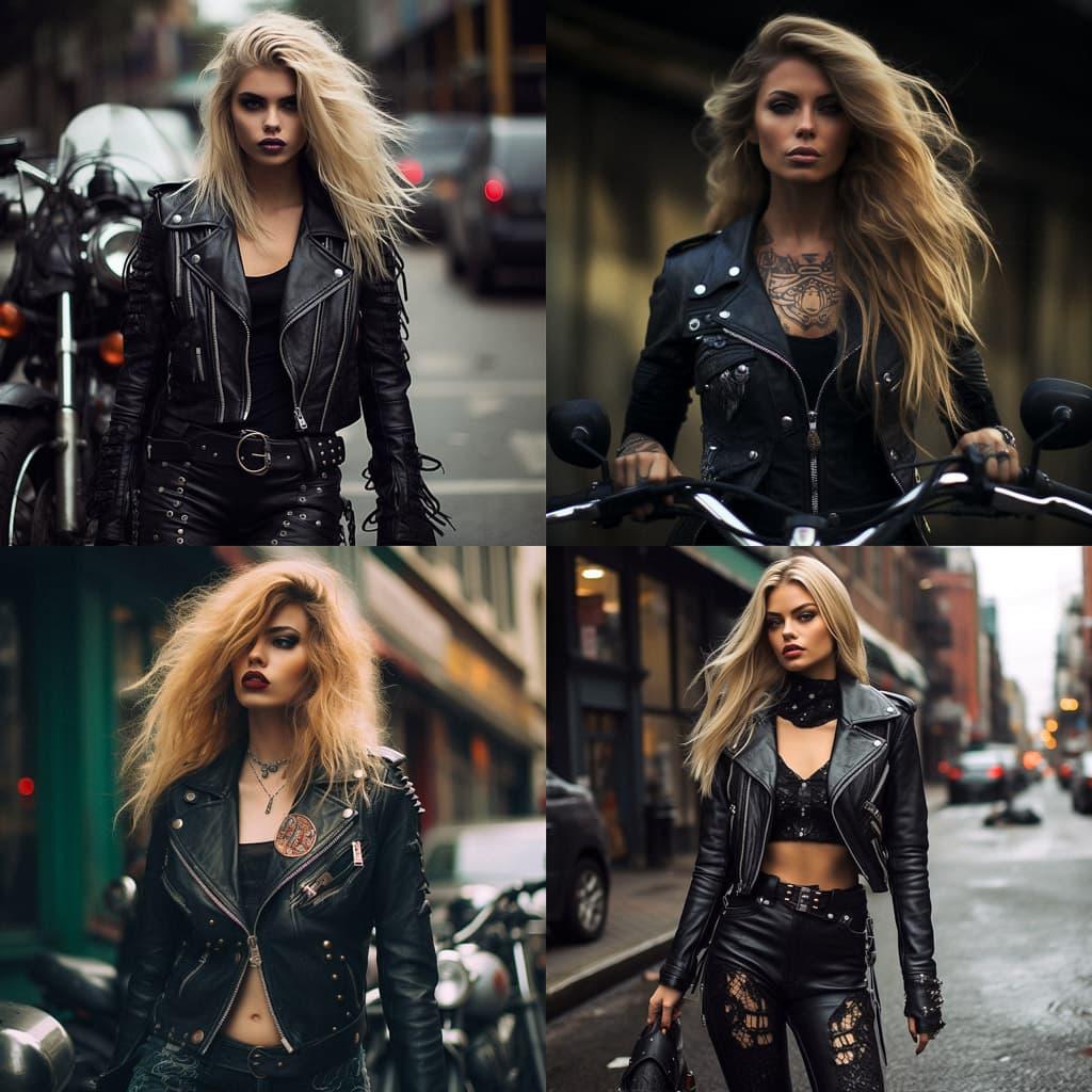 Biker fashion style, Midjourney V5.2, render 1 of 4