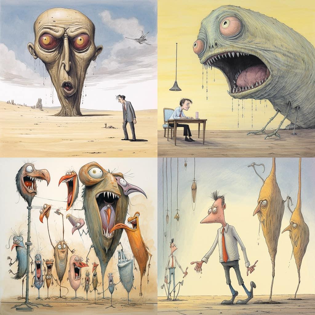 Bill Plympton style, Midjourney V5.2, render 1 of 4