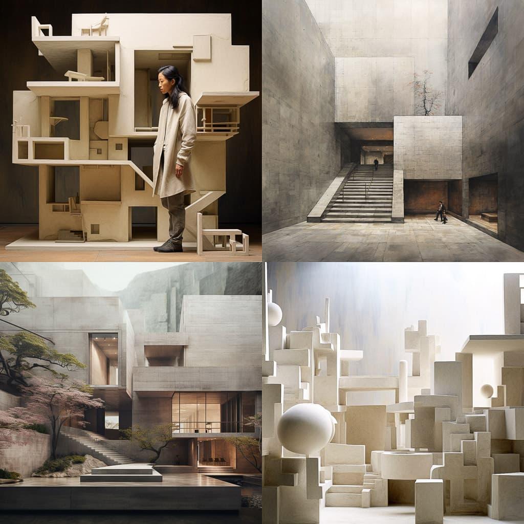 Billie Tsien style, Midjourney V5.2, render 1 of 4
