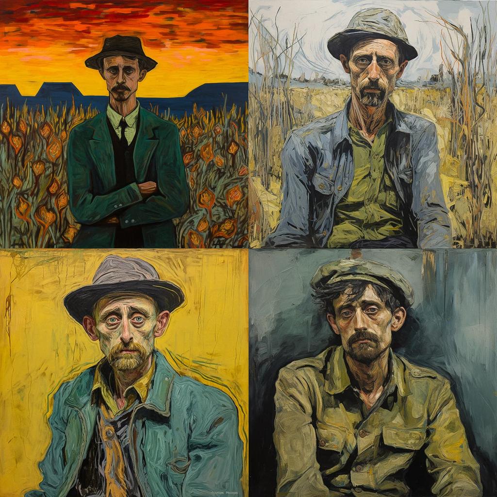 Billy Childish style, Midjourney V5.2, render 1 of 4