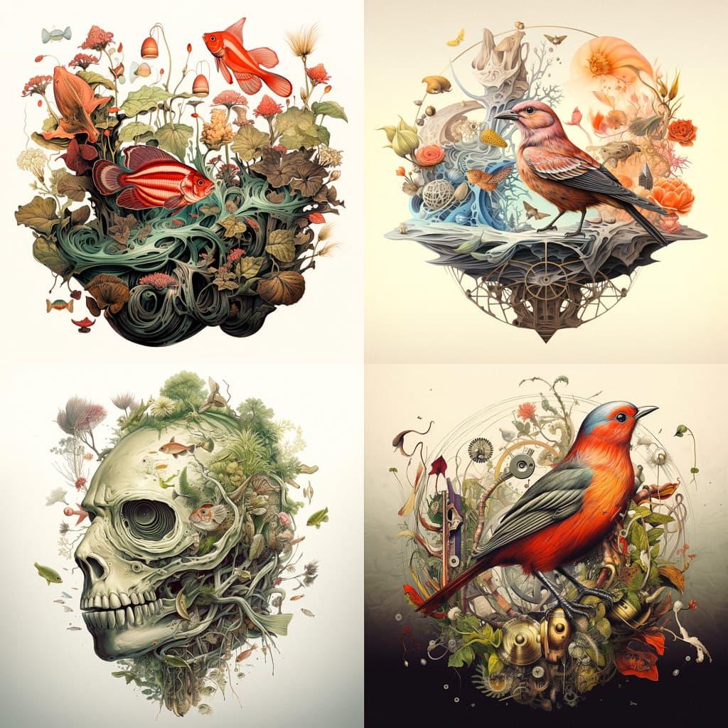 Biological illustration style, Midjourney V5.2, render 1 of 4
