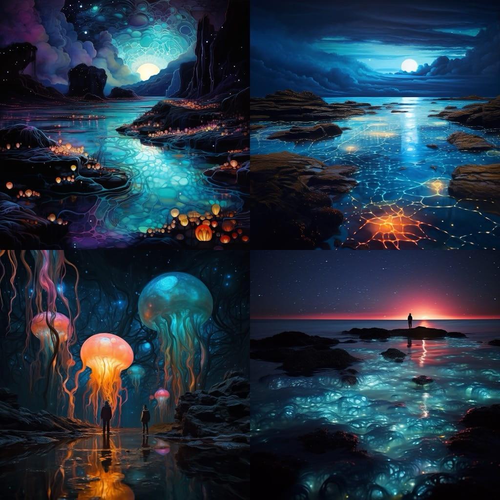 Bioluminescent colors style, Midjourney V5.2, render 1 of 4