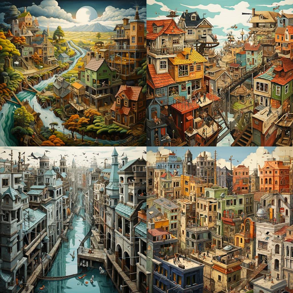 Bird's eye view style, Midjourney V5.2, render 1 of 4