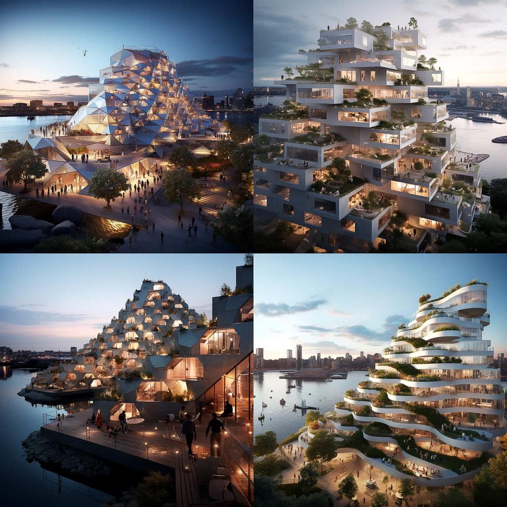 Bjarke Ingels style, Midjourney V5.2, render 1 of 4