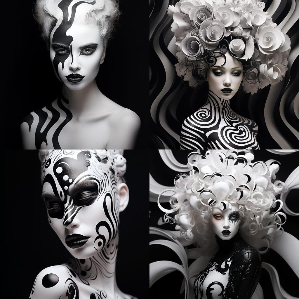 Black-and-white colors style, Midjourney V5.2, render 1 of 4