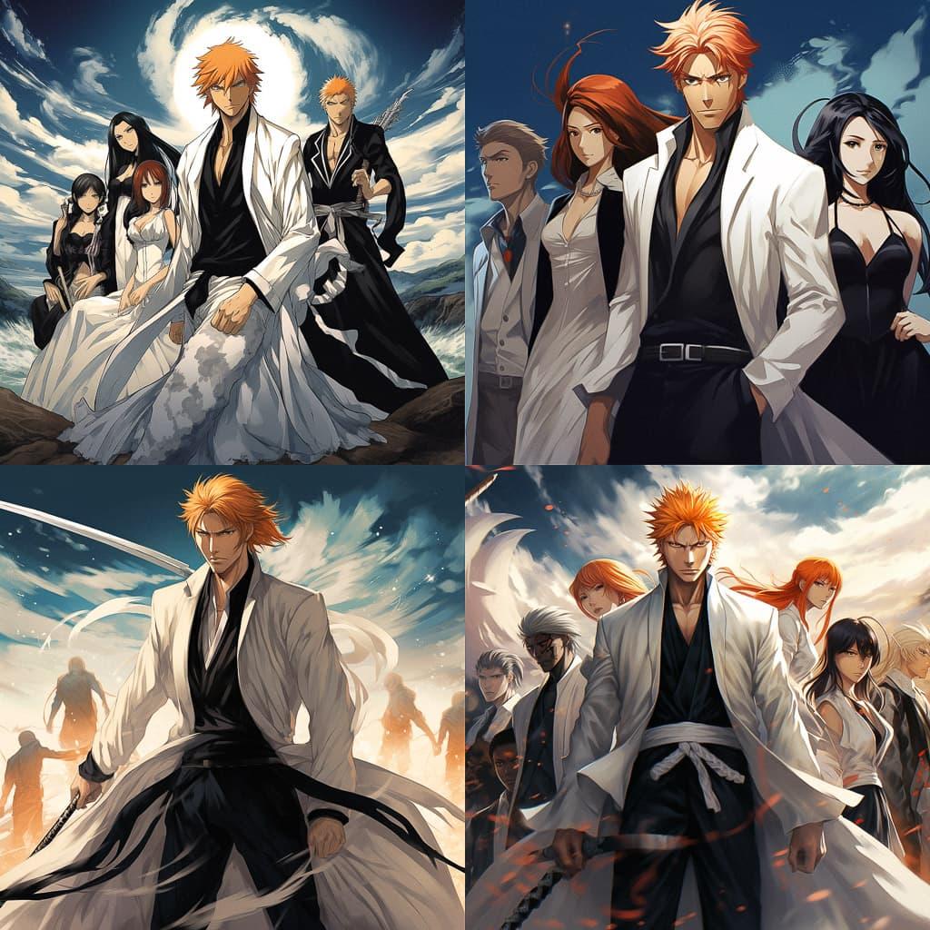 Bleach style, Midjourney V5.2, render 1 of 4