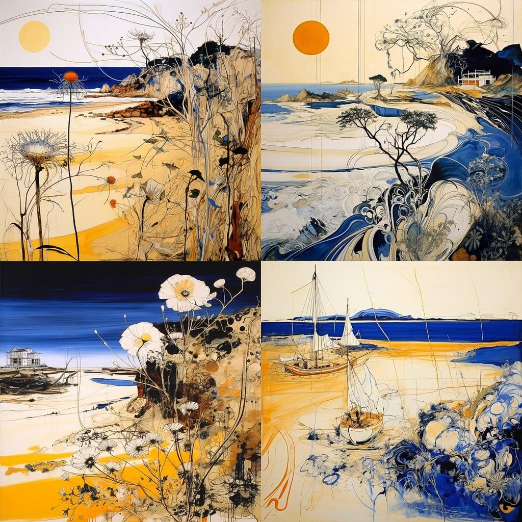 Brett Whiteley style, Midjourney V5.2, render 1 of 4