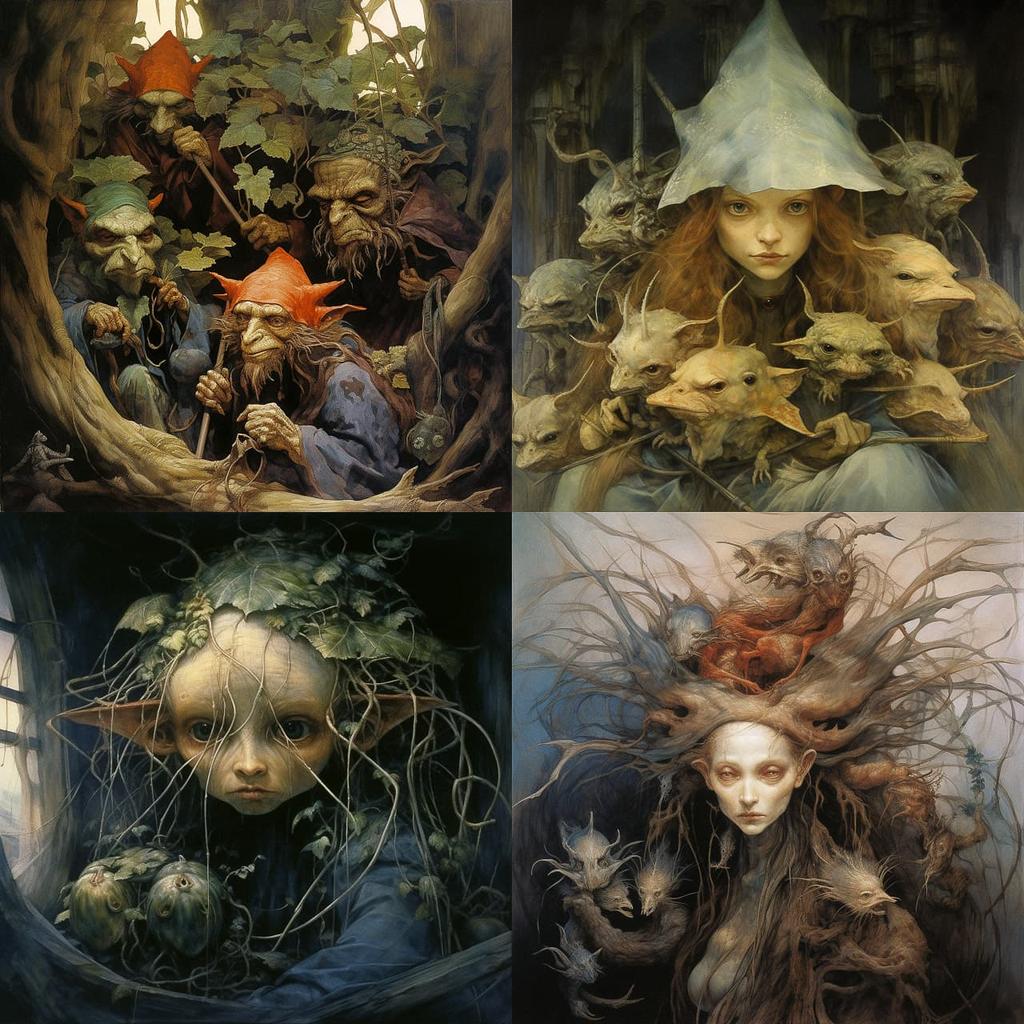 Brian Froud style, Midjourney V5.2, render 1 of 4