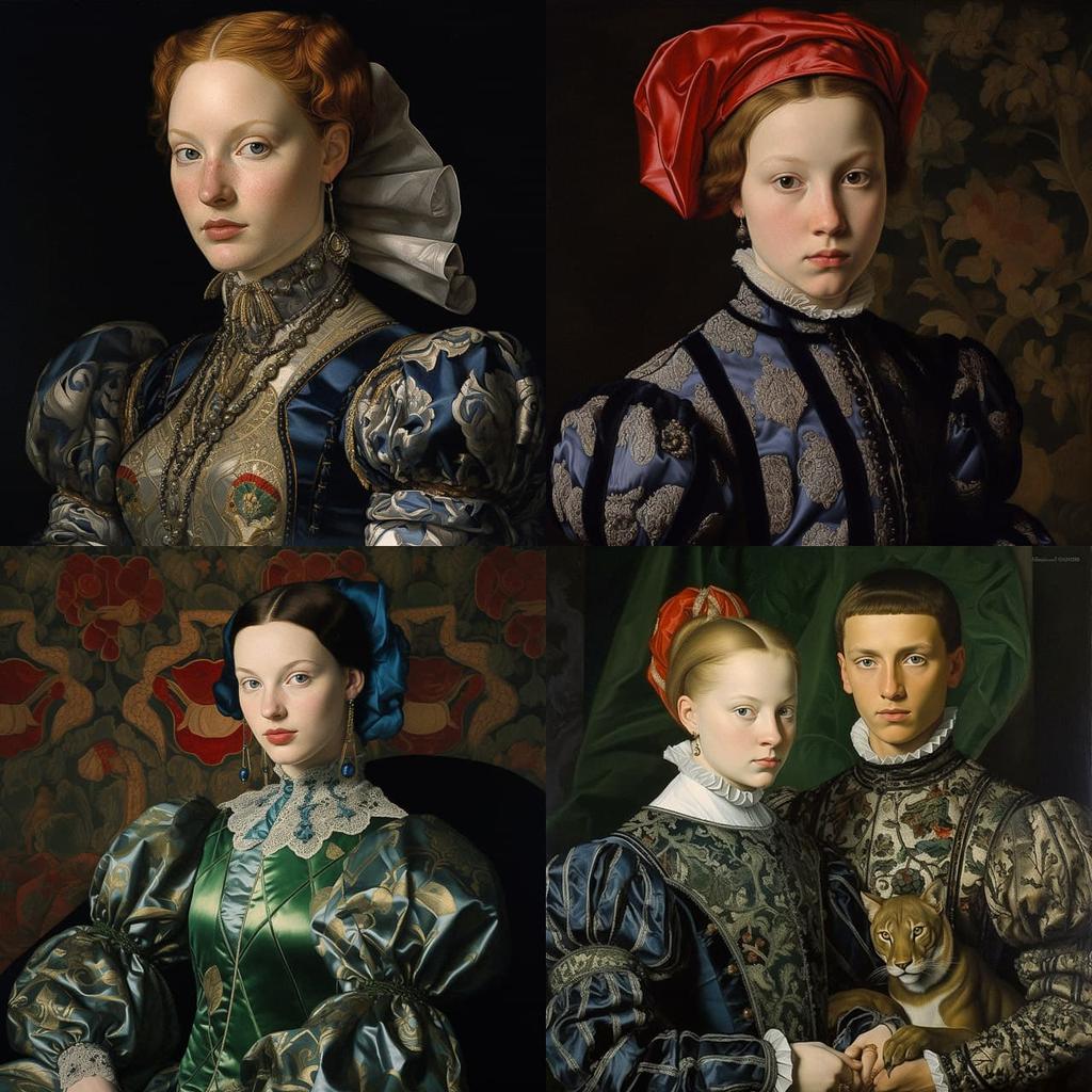 Bronzino style, Midjourney V5.2, render 1 of 4
