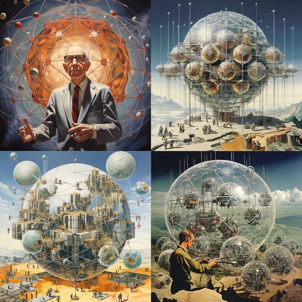 Buckminster Fuller style, Midjourney V5.2, render 1 of 4