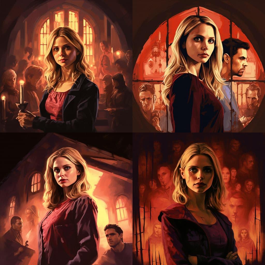 Buffy the Vampire Slayer style, Midjourney V5.2, render 1 of 4