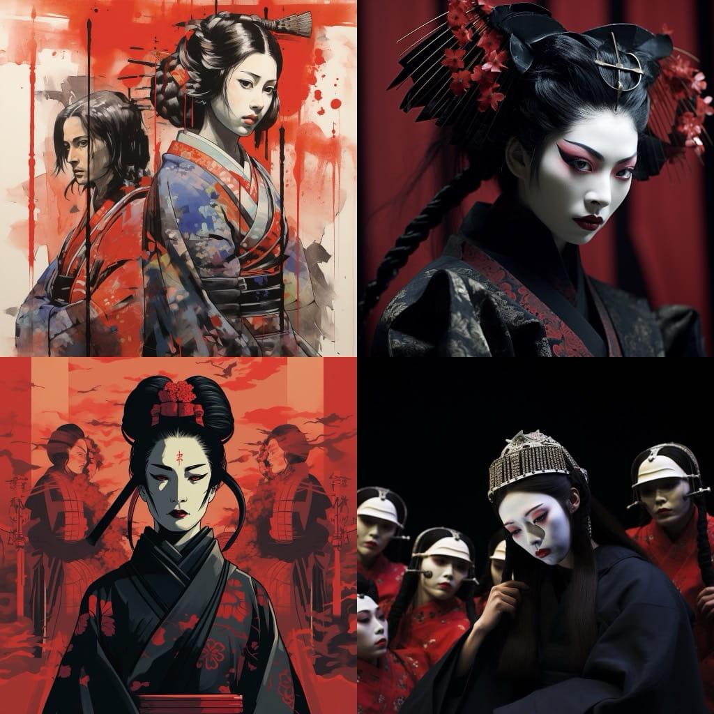 Bunraku style, Midjourney V5.2, render 1 of 4