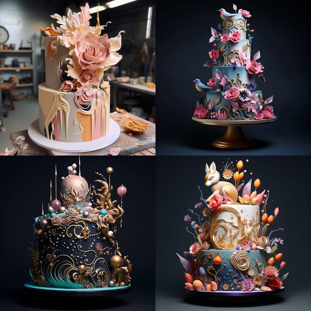 Cake design style, Midjourney V5.2, render 1 of 4