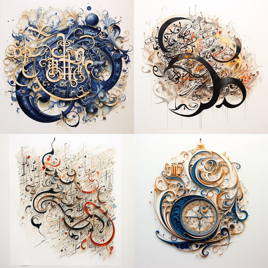 Calligraphy style, Midjourney V5.2, render 1 of 4