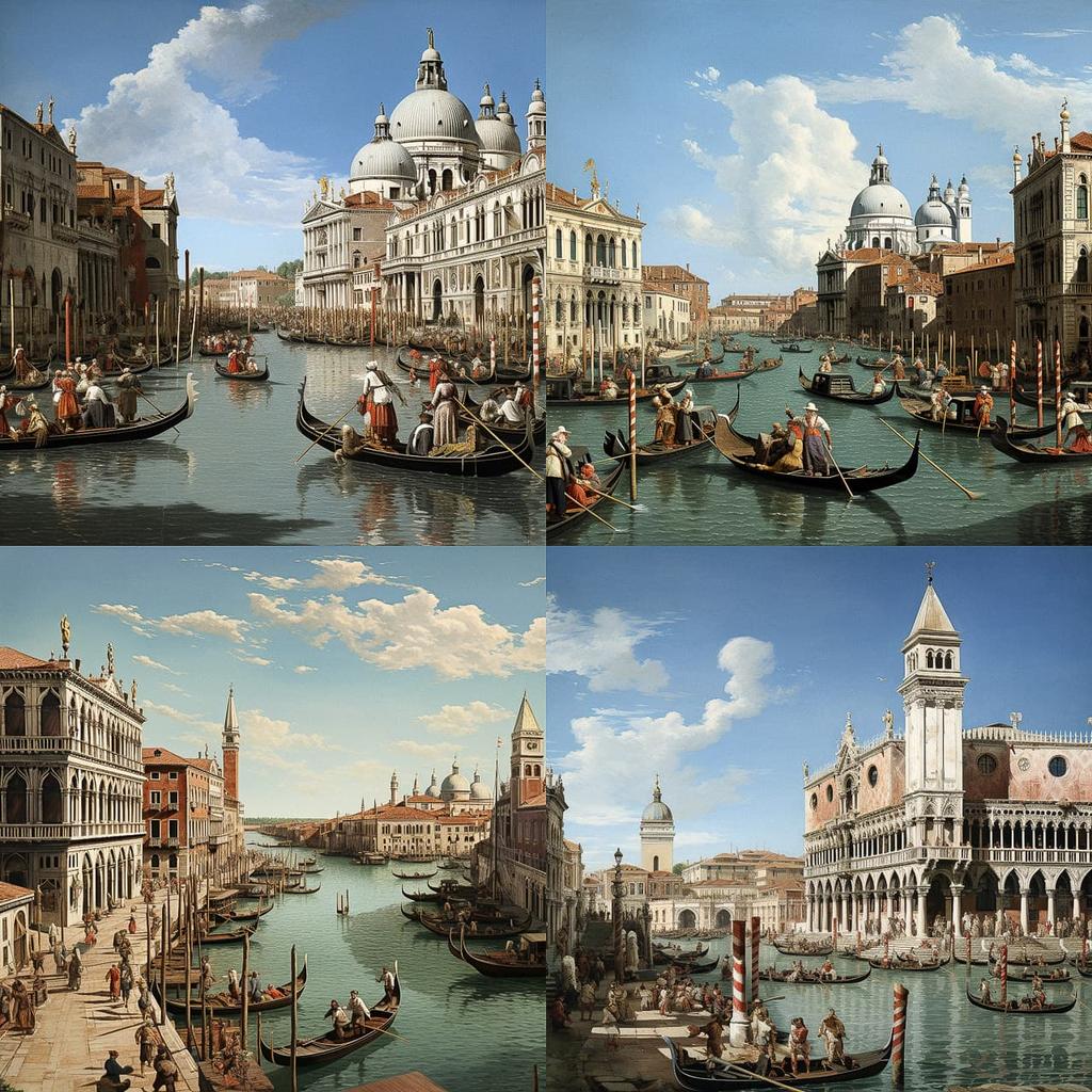 Canaletto style, Midjourney V5.2, render 1 of 4