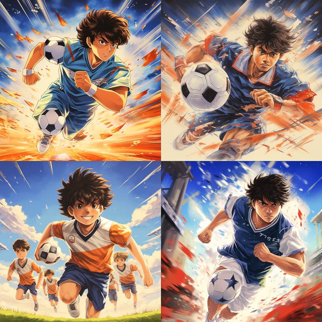 Captain Tsubasa style, Midjourney V5.2, render 1 of 4