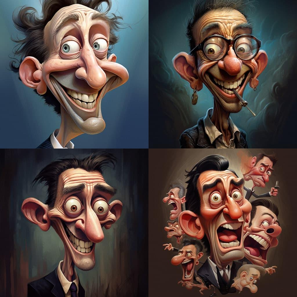 Caricature style, Midjourney V5.2, render 1 of 4