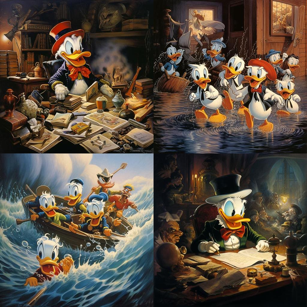 Carl Barks style, Midjourney V5.2, render 1 of 4