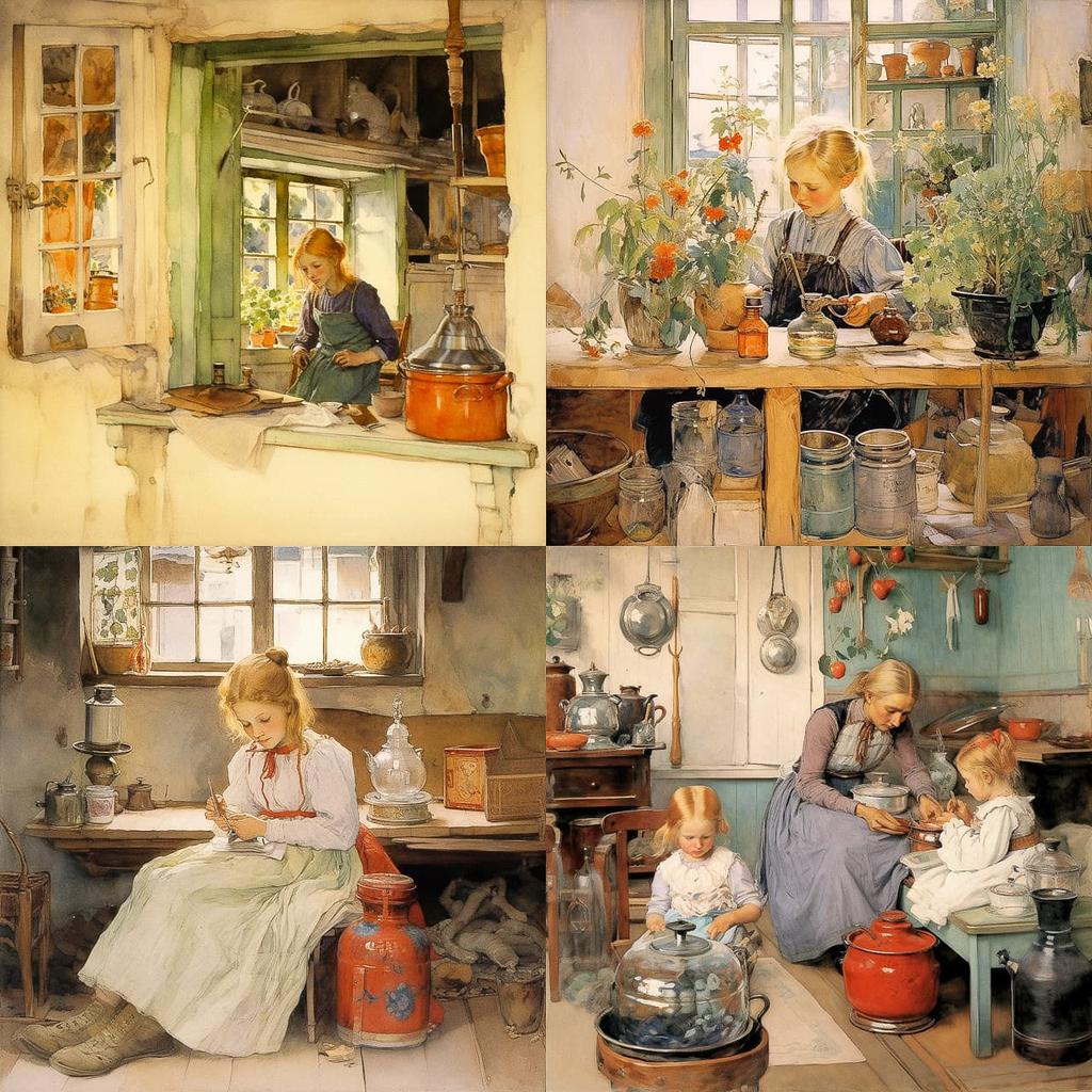 Carl Larsson style, Midjourney V5.2, render 1 of 4