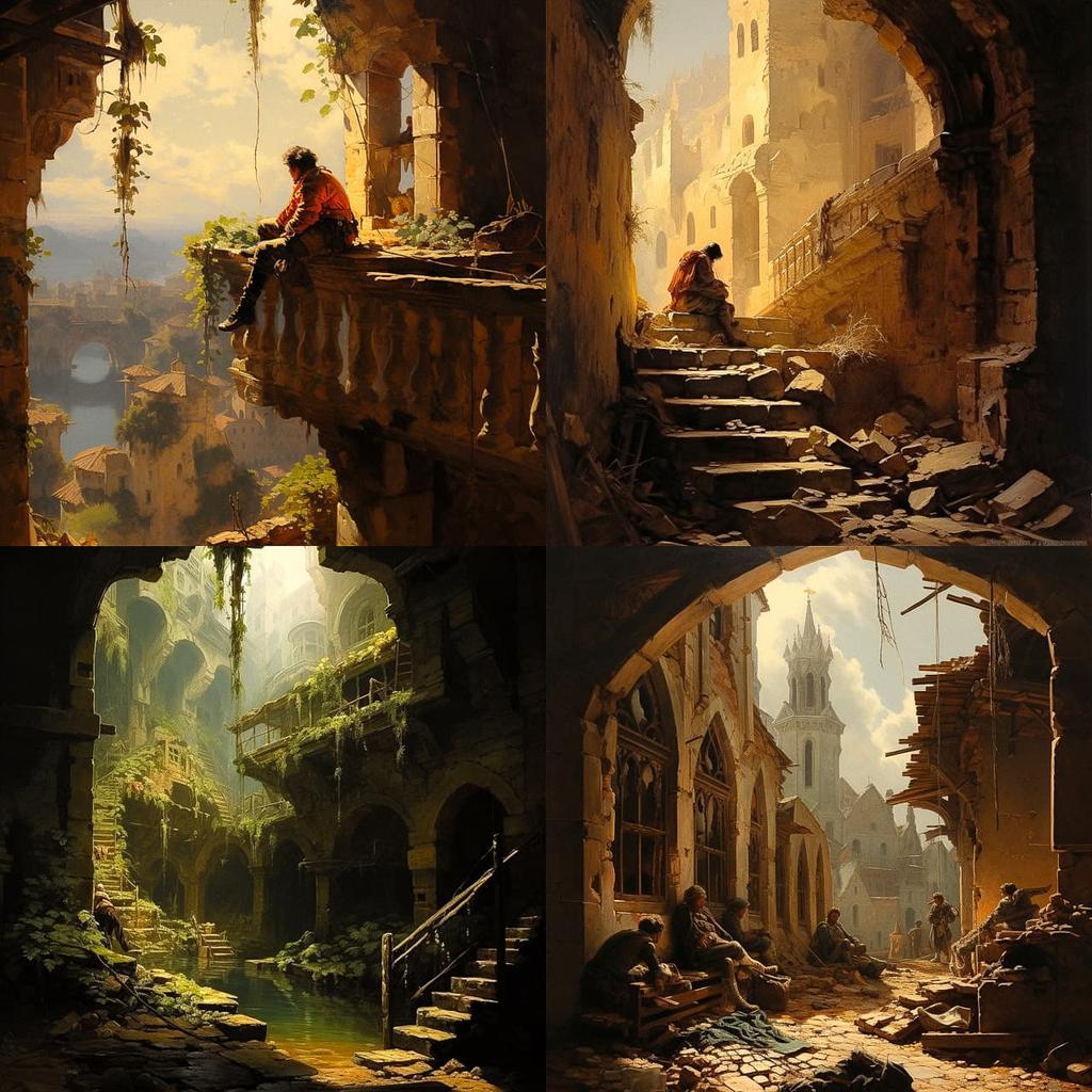 Carl Spitzweg style, Midjourney V5.2, render 1 of 4