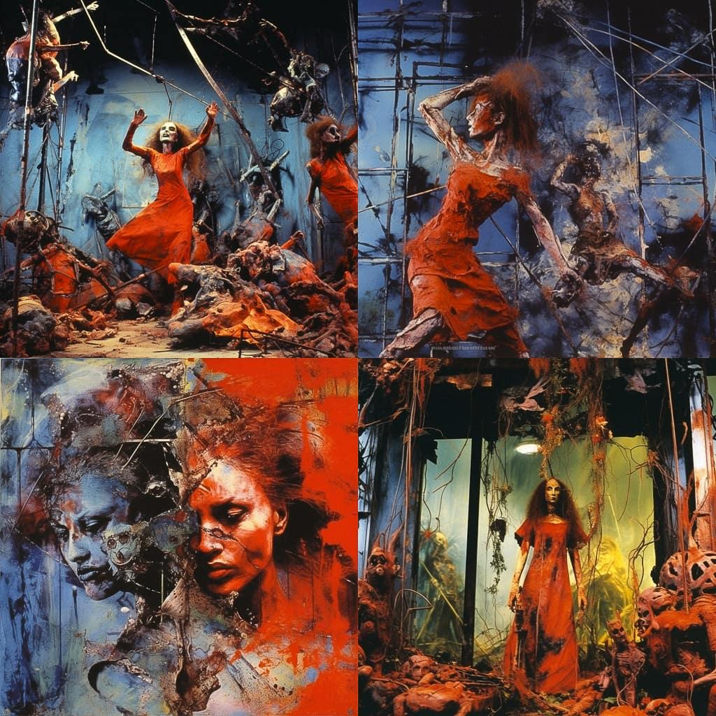 Carolee Schneemann style, Midjourney V5.2, render 1 of 4