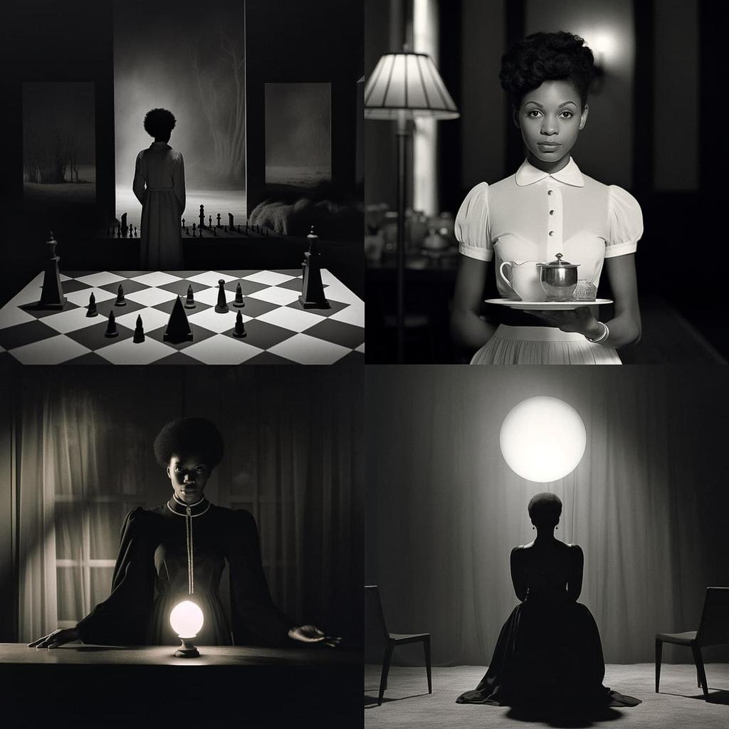 Carrie Mae Weems style, Midjourney V5.2, render 1 of 4
