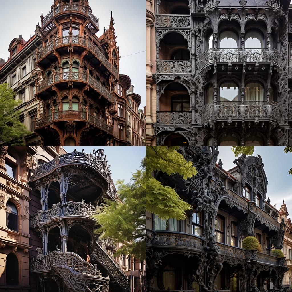 Cast-iron architecture style, Midjourney V5.2, render 1 of 4
