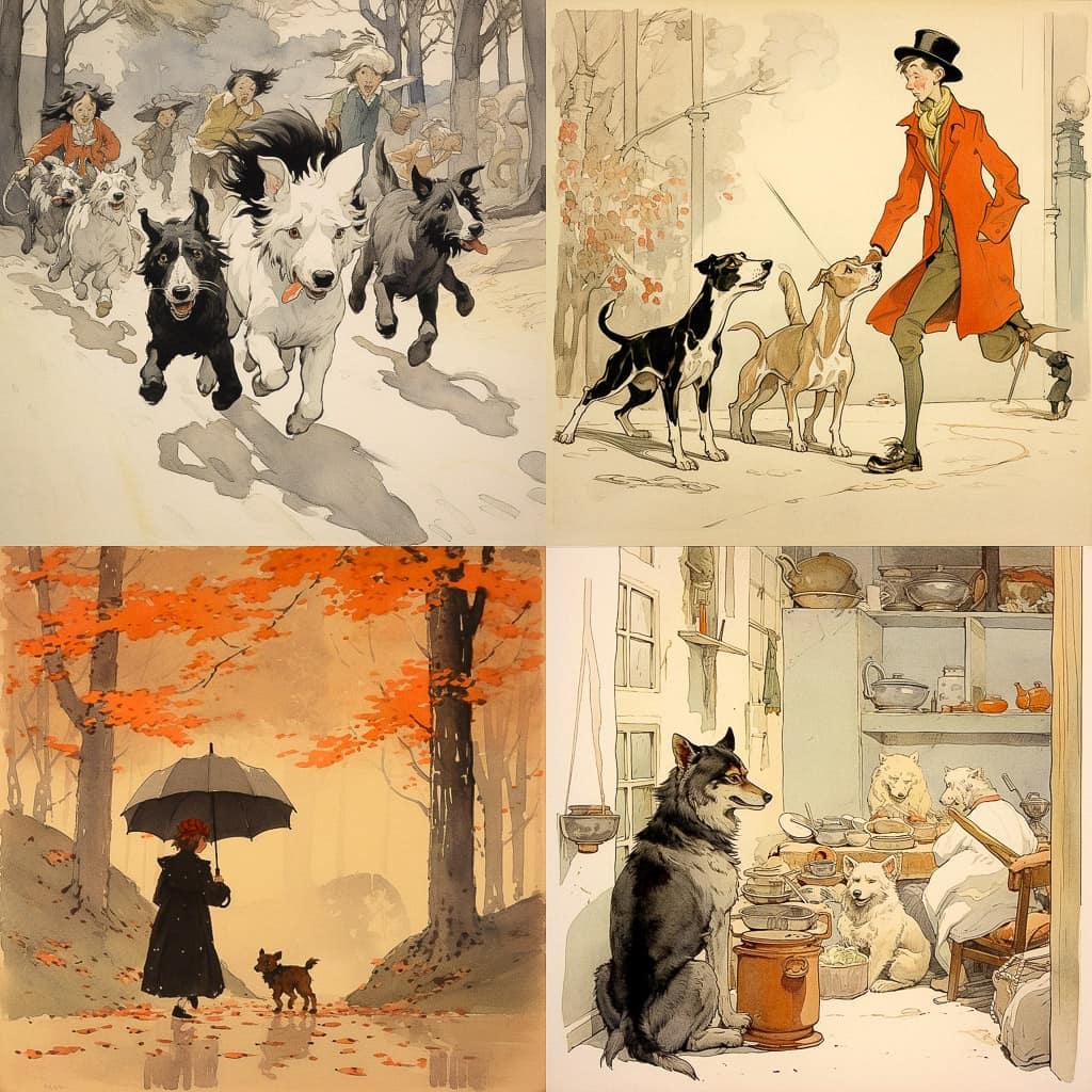 Cecil Aldin style, Midjourney V5.2, render 1 of 4