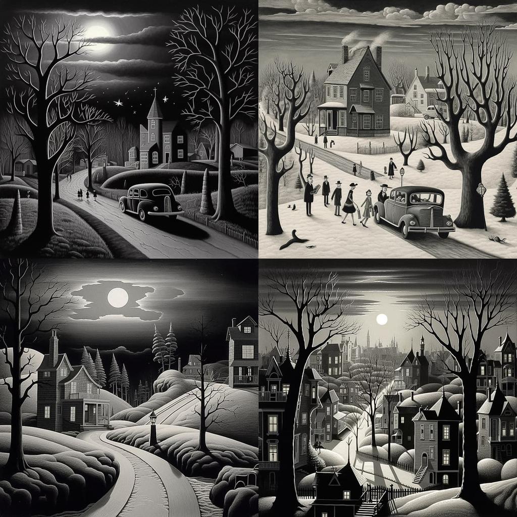Charles Addams style, Midjourney V5.2, render 1 of 4